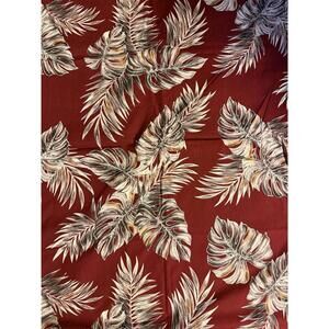 Hawaiian Print fabric maroon with monstera fern banana leaves, 61" x 44-45"